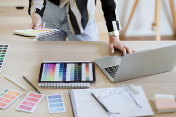 Fototapete - Startup Architect creative designer working with new project ideas color palette at office