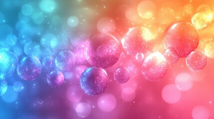 Poster - Abstract Colorful Spheres with Glittering Texture and Bokeh Lights