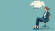 © BlockBrushstrokes - Cartoon illustration of a businesswoman seated with a thought bubble