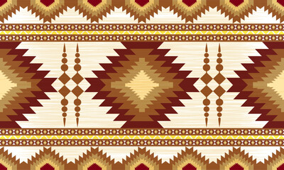 Wall Mural - Nevajo tribal vector pattern. Native American ornament. Southwestern ethnic decor. Boho geometric ornament. Vector seamless pattern. Mexican blanket. Carpet. Woven rug illustration.