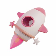 Wall Mural - rocket in 3D style on a white background
