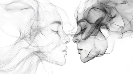 Fototapete - Abstract line art illustration of smoke