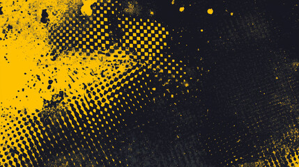 Abstract yellow halftone banner on black background. sports. Illustrations
