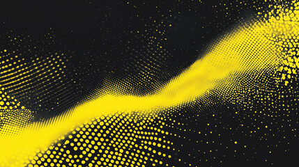 Abstract yellow halftone banner on black background. sports. Illustrations
