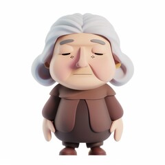 Sticker - Cute granny in 3D style on a white background
