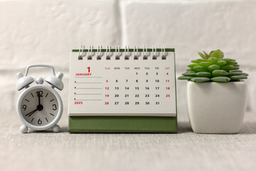 Wall Mural - Hello, 2025. January calendar for planning on the table.