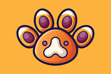 Poster - a vibrant cartoon illustration featuring a playful dog paw design, showcasing cartoonish details and