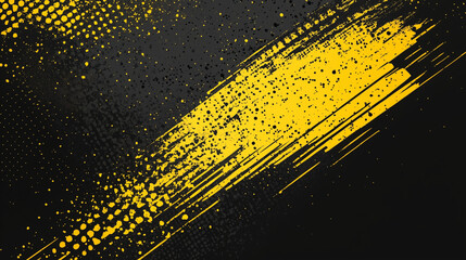 Abstract yellow halftone banner on black background. sports. Illustrations
