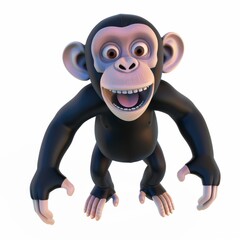 Wall Mural - chimpanzee in 3D style on a white background
