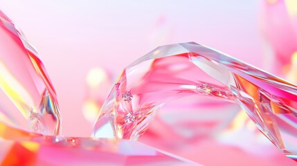 Poster - A captivating array of fluid shapes showcases a vibrant blend of blue and pink, creating an intriguing polygonal crystal effect