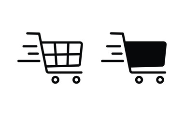Poster - Shopping cart icon, trolley sign vector 