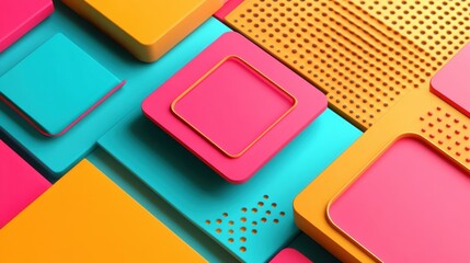 Poster - Colorful abstract shapes interact harmoniously, showcasing unique geometries and vibrant hues that draw the eye and ignite the imagination