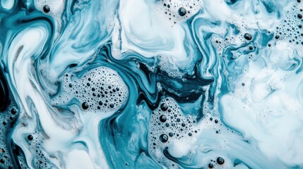 Poster - The artwork showcases a stunning dark blue marbled texture that transitions into vibrant pink and orange hues, creating a mesmerizing visual effect