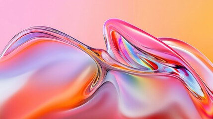 Poster - Shimmering waves of light and golden particles flow across a dark landscape, creating an abstract glass-like digital structure