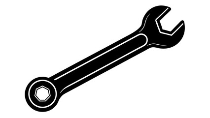 wrench and spanner combination vector silhouette illustration black 