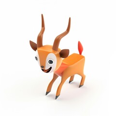 Wall Mural - antelope in 3D style on a white background
