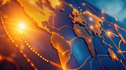 Poster - A globe with a yellow outline and a blue background