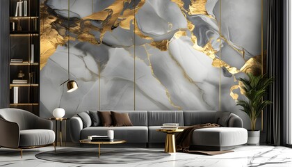 Luxury grey marble texture with golden accents for elegant business brochure and wallpaper design