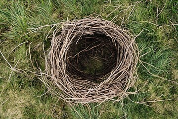 Wall Mural - Bird's nest on the grass