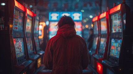 Poster - A contemplative scene depicting the solitude of a lone gambler
