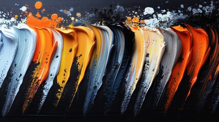 Fototapete - Illustrate dynamic paint brush strokes in various shapes and sizes