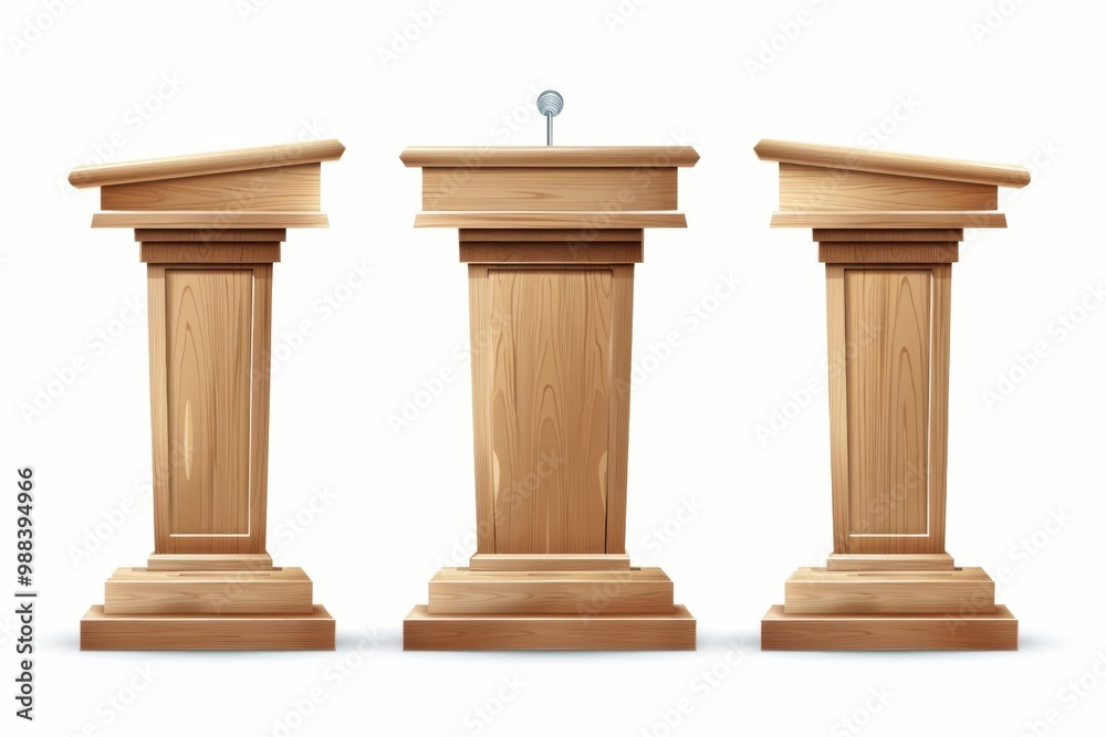 Speech stand icon, podium and microphone in conference room, speaker ...
