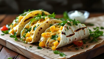 Cheesy herb-filled rolled tortillas for a delightful breakfast or savory snack