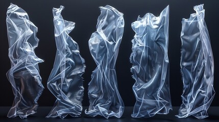 Poster - Illustrate torn plastic wrap sets with realistic shading and highlights to enhance their visual impact.