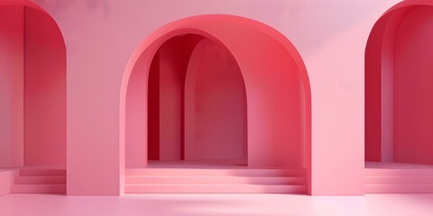 Canvas Print - Abstract Pink Archway Background