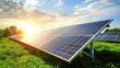 © SY - Solar panels field at sunset. Illustrates clean energy production and sustainability.