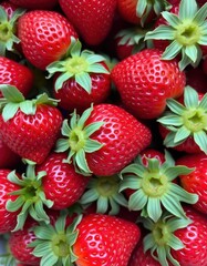 Canvas Print - strawberries on a green background