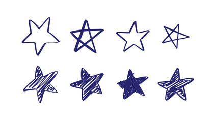 star hand drawn blue marker pen. doodle star sketch drawing