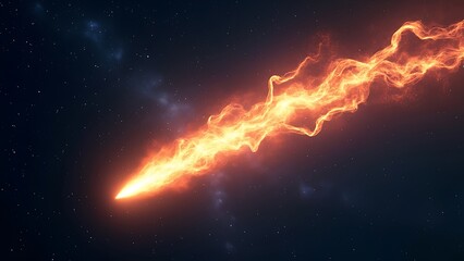Wall Mural - fiery meteor entering atmosphere against starry sky