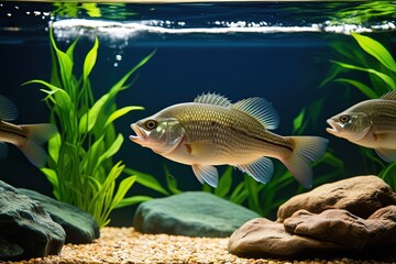 Vibrant Bluegill Fish Showcased in Pristine Freshwater Habitat