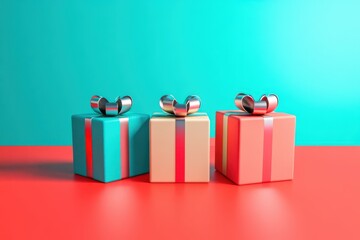 Minimalist Christmas presents with pastel colors and sleek bows