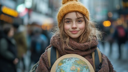 Poster - senior with placard, poster on global strike for climate change