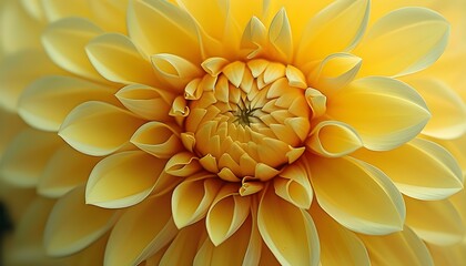 Intricate Details of a Vibrant Yellow Dahlia Flower with Delicate Textures and Spiraling Petals