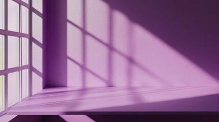 Wall Mural - A Purple Room with a Window and Sunbeams Casting Shadows