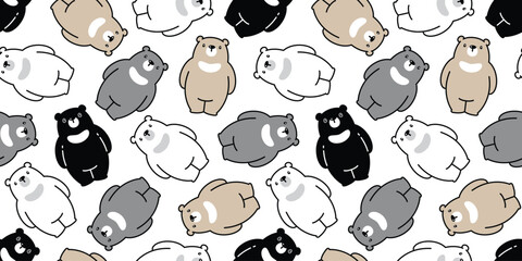 Wall Mural - bear polar seamless pattern fat teddy doll color vector pet doodle cartoon scarf isolated gift wrapp