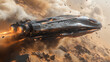 © Tanakrit - A space ship is flying through a cloud of dust and debris