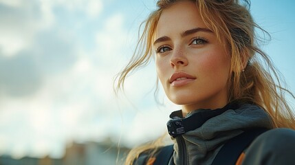 Poster - sporty woman checking her performance on smartwach after workout session mockup for watch with black screen