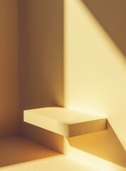 Wall Mural - Minimalist Yellow Room With Shelf And Sunlight