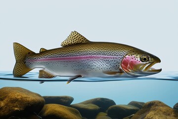 Stunning Trout Fish Showcased on White Background in Natural Freshwater Habitat