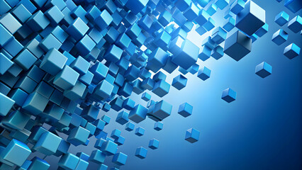 Abstract blue background with floating cubes , abstract, blue, background, cubes, geometric, design,digital, modern