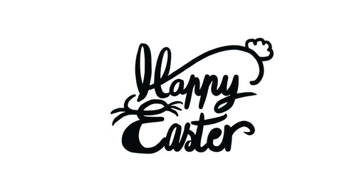 happy easter vector text with bunny drawing 