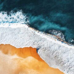 Wall Mural - Aerial View of a Beach With Waves Crashing on the Shore