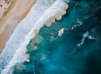 Wall Mural - Aerial View of the Beach and Ocean Waves