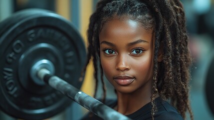 Poster - woman lifting barbell off the ground routine workout for physical, mental health