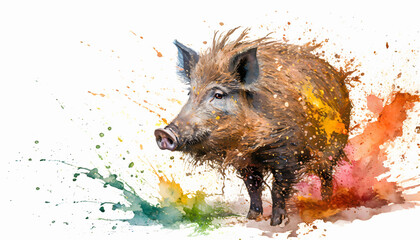 Poster - Lively wild boar