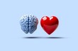 © Thanyarat - Minimalist brain and heart illustration, symbolizing the balance between logic and emotion in a clean, modern design